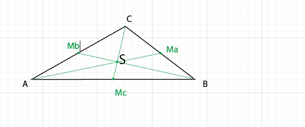 Seitenhalbierende eines Dreiecks mit Punkt S